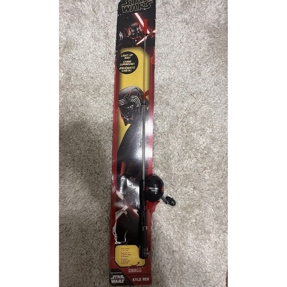 Disney Star Wars Light Up Rey 29" Fishing Pole Rod Zebco Kylo Ren  NEW